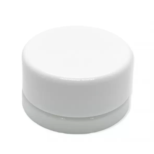 9cc White Glass Jar with Child Resistant Cap - 64 jars/tray - SW Packaging