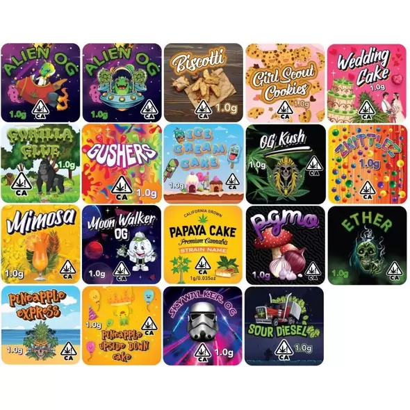 9cc Square Concentrate Jar Custom Labels - 100 labels - SW Packaging