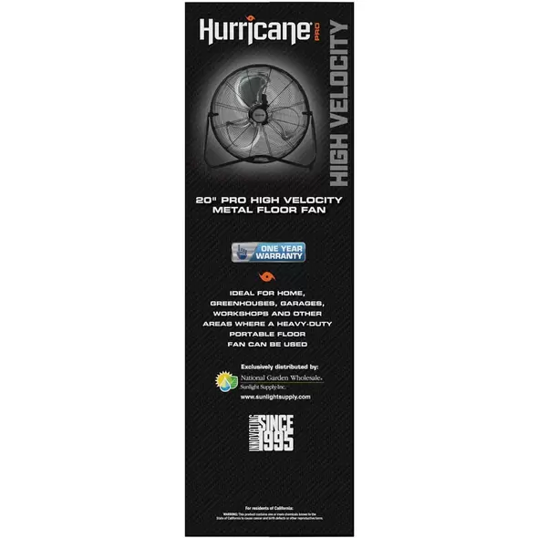 Pro High Velocity Metal Blade Floor Fan 20" - Hurricane®