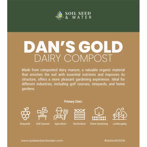 Dan’s Gold Dairy Compost 9lbs 1 CF - Soil Seed & Water