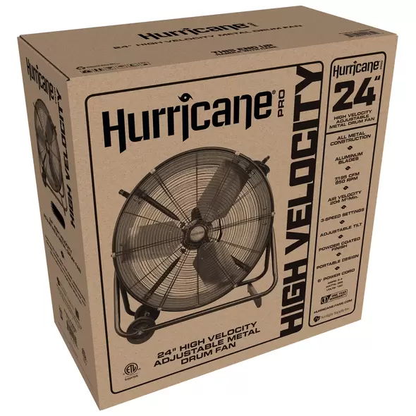 Pro Heavy Duty Adjustable Tilt Drum Fan 24 In - Hurricane®