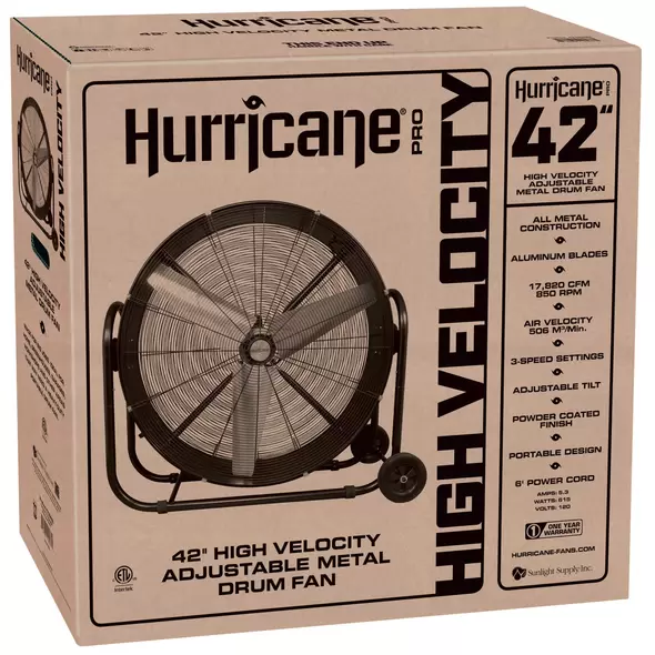 Pro Heavy Duty Adjustable Tilt Drum Fan 42 In - Hurricane