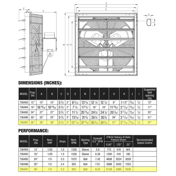 Pro Shutter Exhaust Fans - Hurricane®
