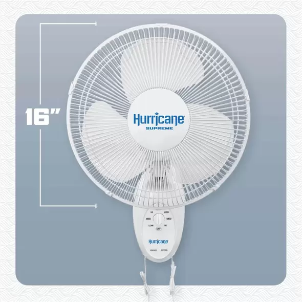Supreme Oscillating Wall Mount Fan 16" - Hurricane®