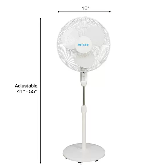 Supreme Oscillating Stand Pedestal Fan 16" with Remote (White) - Hurricane®