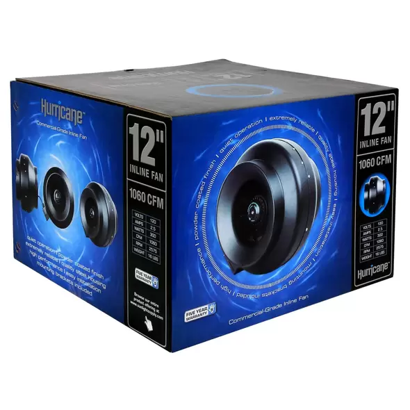 Commercial Grade Inline Fan 12" 1060 CFM - Hurricane®