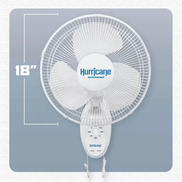 Supreme Oscillating Wall Mount Fan 18" - Hurricane®