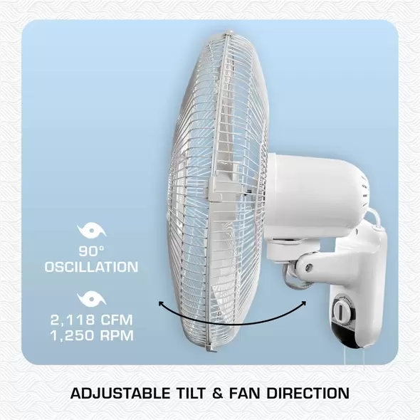 Classic Oscillating Wall Mount Fan 16" - Hurricane®