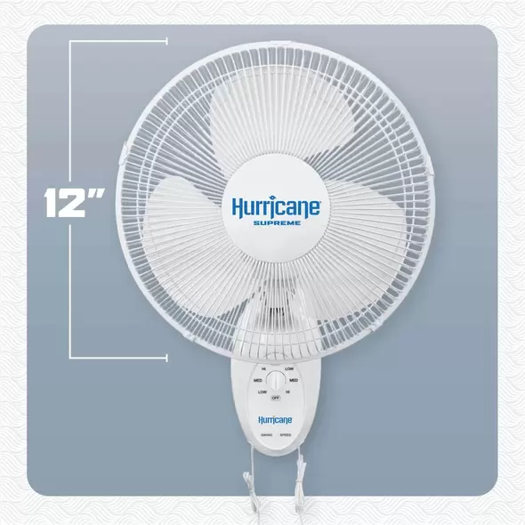 Supreme Oscillating Wall Mount Fan 12" - Hurricane®