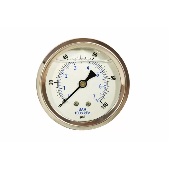 Glycerin Liquid Filled Pressure Gauge-Back Mount - 0-100 PSI