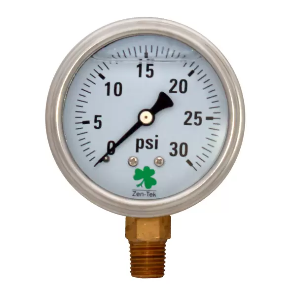 Glycerin Liquid Filled Pressure Gauge - 30 PSI