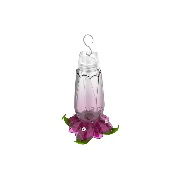 Classic 18oz Glass Floral Hummingbird Feeder Purple