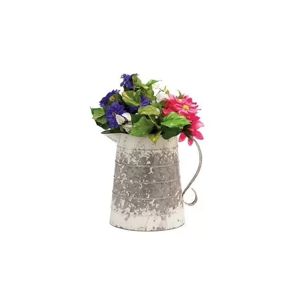 Deer Park Tall Pitcher Planter Silver White
