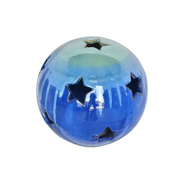 MCarr 12" Sphere With Stars Blue Green On Light Blue