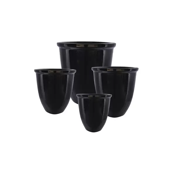 MCarr 16PC Tall Round Planter Plt Glossy Black