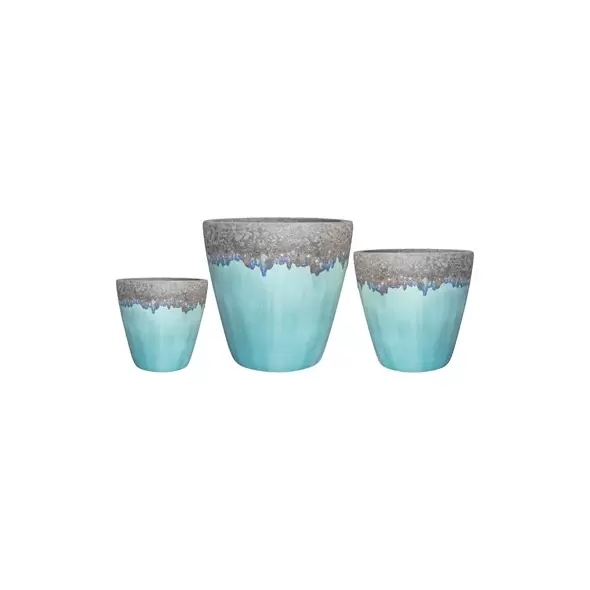 MCarr 6pc Large Round Planter Pallet Volcanic On Milky Blue
