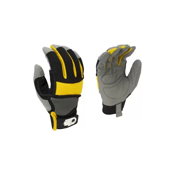 BGC Mens Synthetic Palm Performance Glove M Black Gray Yellow