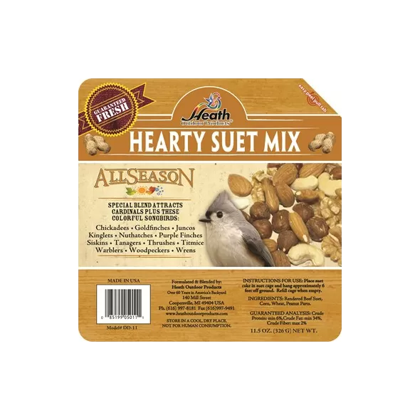 Heath 11.5oz Hearty Suet Mix Suet Cake
