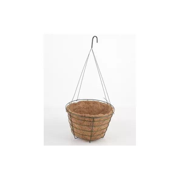 Oregon Wire Moss Basket - 14", Green Includes: 21" 4-Strand Hgr & Coco Liner