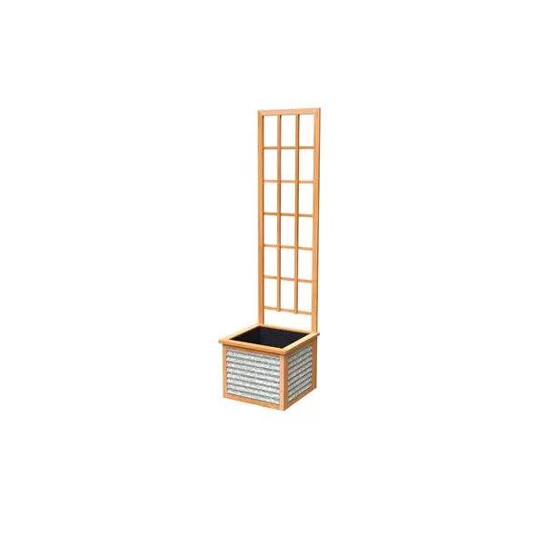 Panacea 76"x16" Galvanized & Cedar Square Planter Box with Trellis