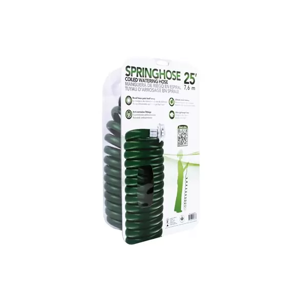 Plastair Springhose Coiled Water Hose 25' Hunter Green