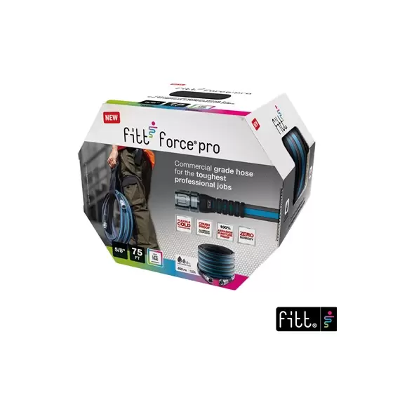 FITT 5/8"x75' Force Pro Commercial Hose Grey w/ Blue Stripe