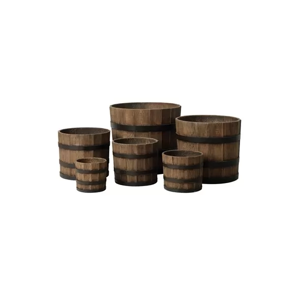 MCarr 6pc Whiskey Barrel Planter Set Brown Oak