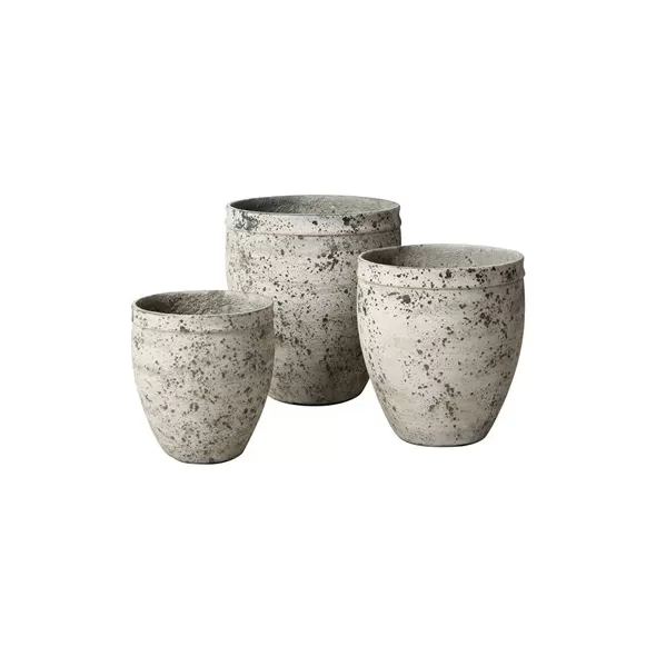 MCarr 3pc Tall Round Planter Set Green White