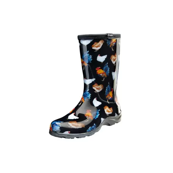 Sloggers Womens Boot w/ Trim Classic Chicken Black Size 8