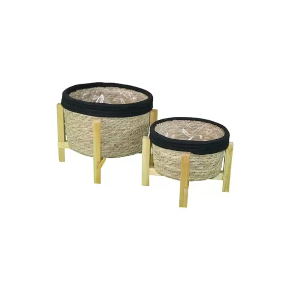 Braun Seagrass Cylinder Planter
