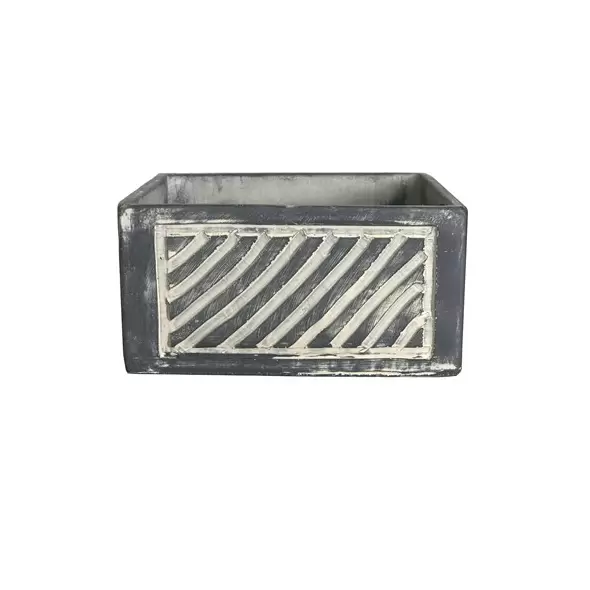 MCarr 7.9" Low Square Pot W/ Diagonal Stripe Gray