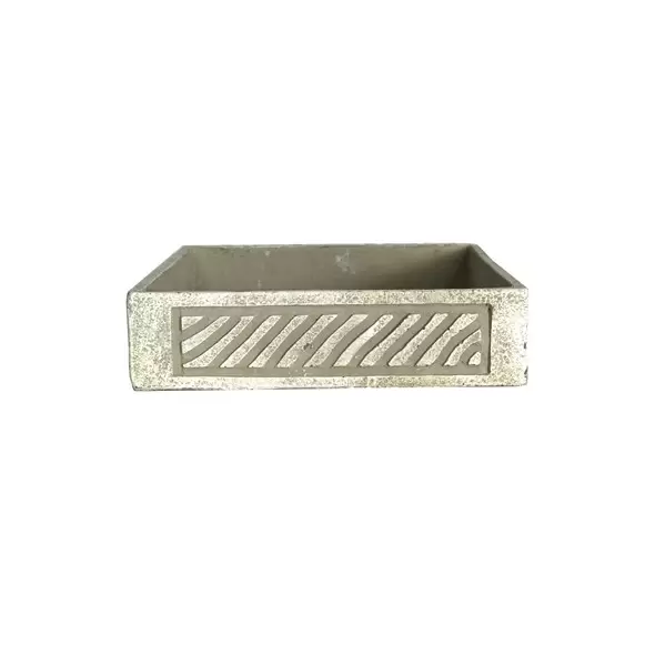 MCarr 11" Low Square Pot W/ Diagonal Stripe Antique Beige