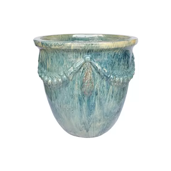 MCarr 5pc Round Roman Garland Flat Rim Planter Navy Cream