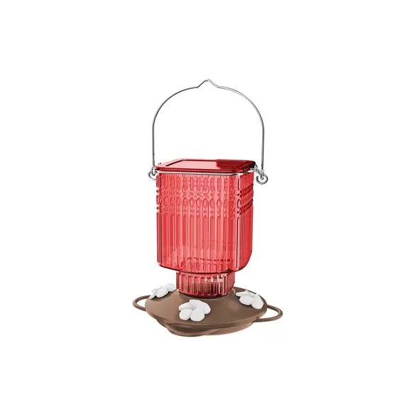 Natures Way 22oz Crimson Carnation Antique Glass Hummingbird Feeder