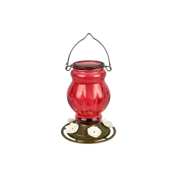 Natures Way 25oz Antique Glass Hummingbird Feeder Ruby Visions