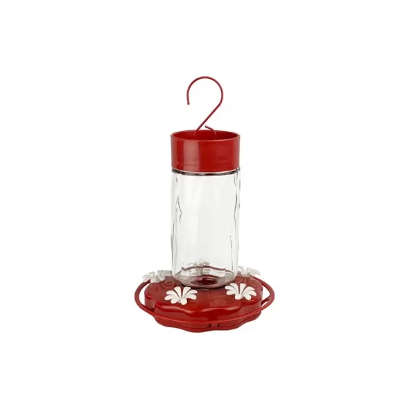 Natures Way 20oz Glass Hummingbird Feeder Scarlet Swirl