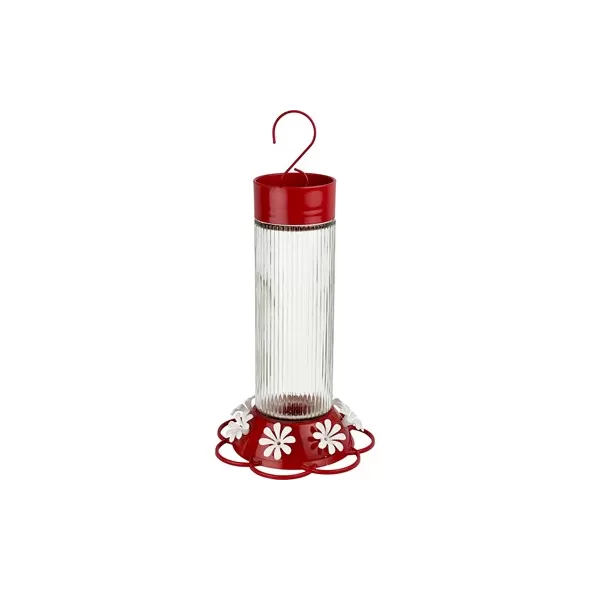Natures Way 28oz Hummingbird Feeder Ribbed Rose Glass