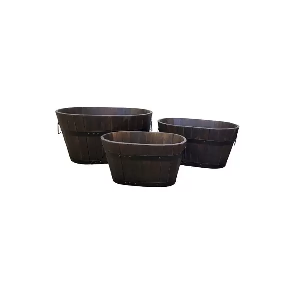 Devault 3pc Set Oval Planters Dark Oil Stain