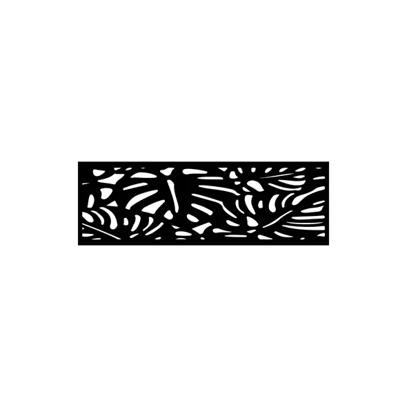 Outdeco 16"x48" Metal Fence Top Tropical Black