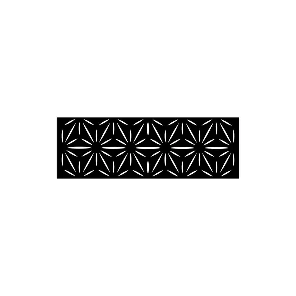 Outdeco 16"x48" Metal Fence Top Stars Black