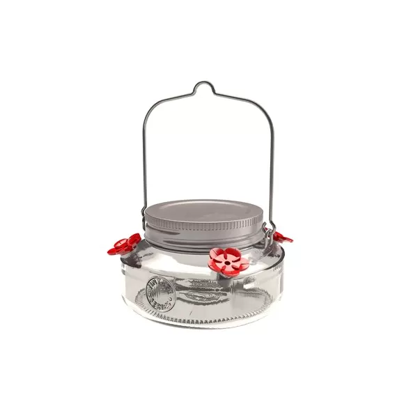 Panacea Glass Mason Jar Hummingbird Feeder Vintage Mini