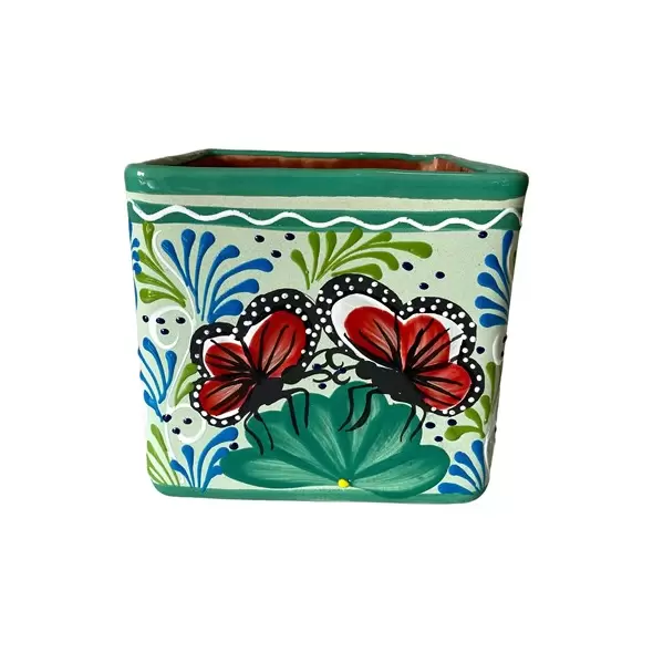 Talavera 8" Bella Especial Square Pot Teal