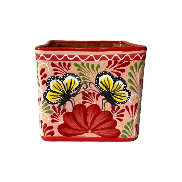 Talavera 8" Bella Especial Square Pot Red