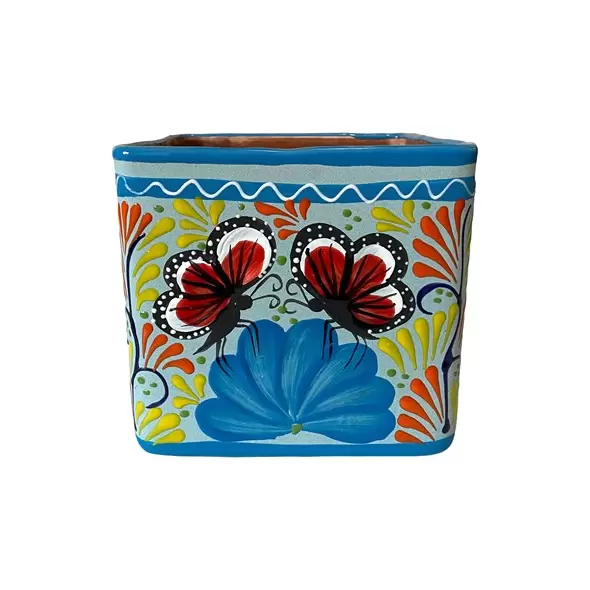 Talavera 8" Bella Especial Square Pot Lite Blue