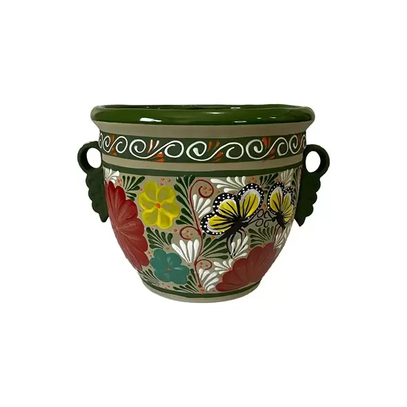 Talavera 12" Bella Especial Dolares Pot Green