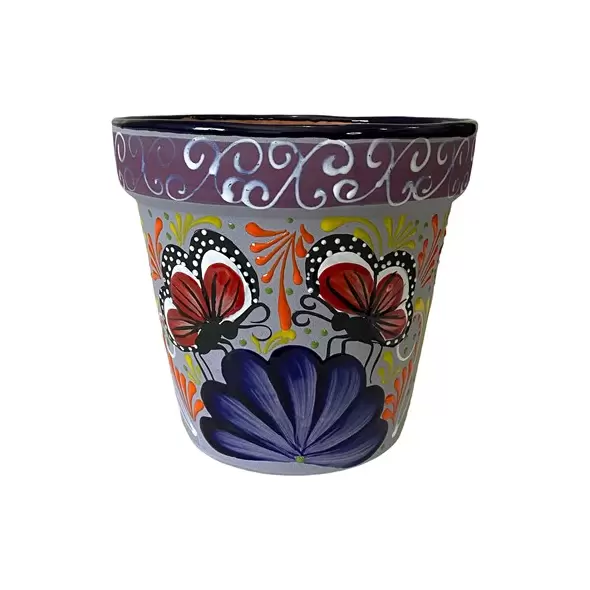 Talavera 9" Bella Especial Flower Pot Blue