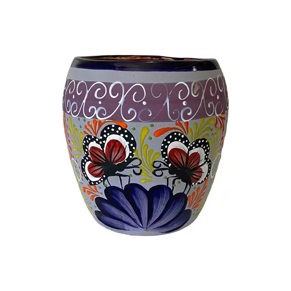 Talavera 7"Hx9"W Bella Especial Ovalo Pot Blue