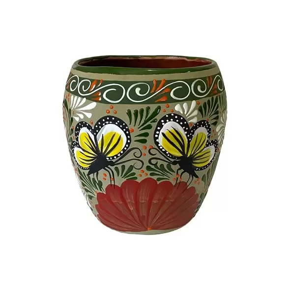 Talavera 12"Hx12"W Bella Especial Ovalo Pot Green