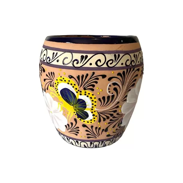 Talavera 12"Hx12"W Bella Especial Ovalo Pot Natural