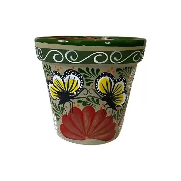 Talavera 7" Bella Especial Flower Pot Green